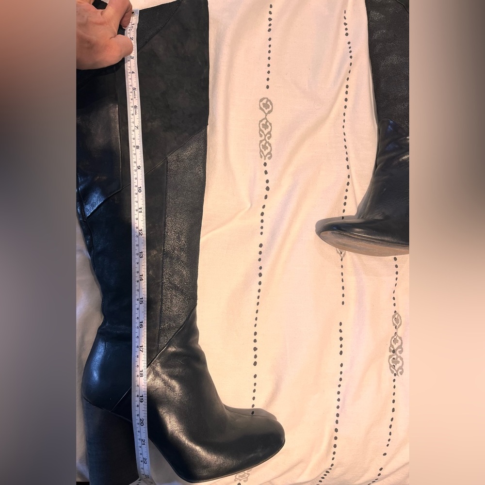 Patchwork Leather Knee High Boots. - image 8